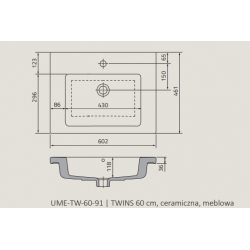 ORISTO Umywalka meblowa ceramiczna TWINS 60 cm - UME-TW-60-91
